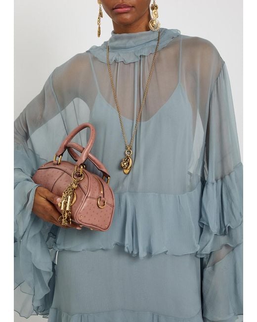 Chloé Blue Ruffled Tiered Silk-Chiffon Mini Dress