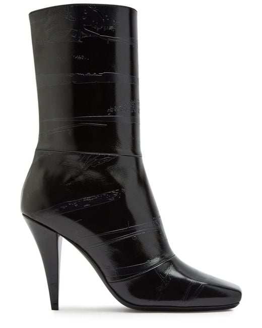 Givenchy Black Sliced 95 Glossed Leather Ankle Boots