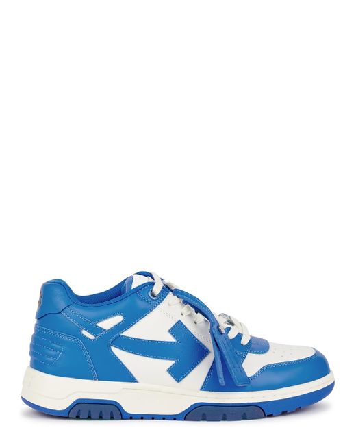 Off-White c/o Virgil Abloh Out Of Office Blue Panelled Leather Sneakers ...
