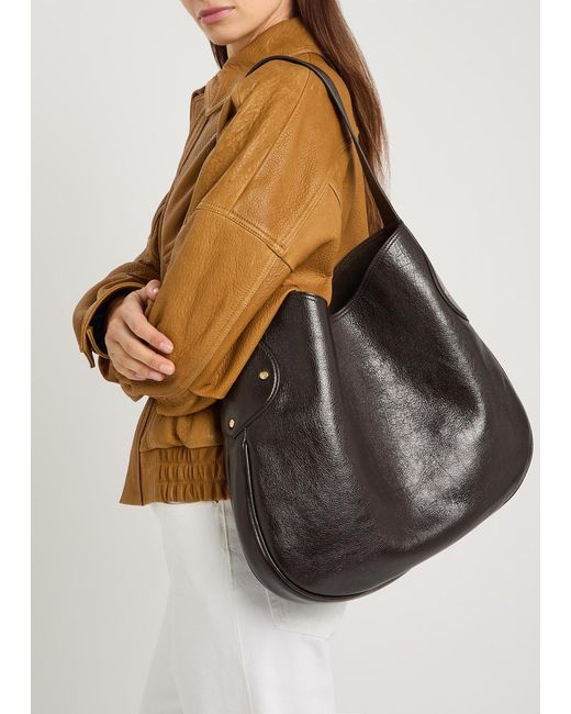 Mulberry Black Hackney Glossed Grained Leather Shoulder Bag