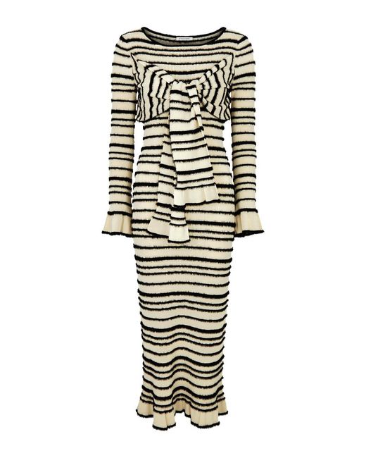 By Malene Birger White Damira Striped Cotton-Blend Midi Dress