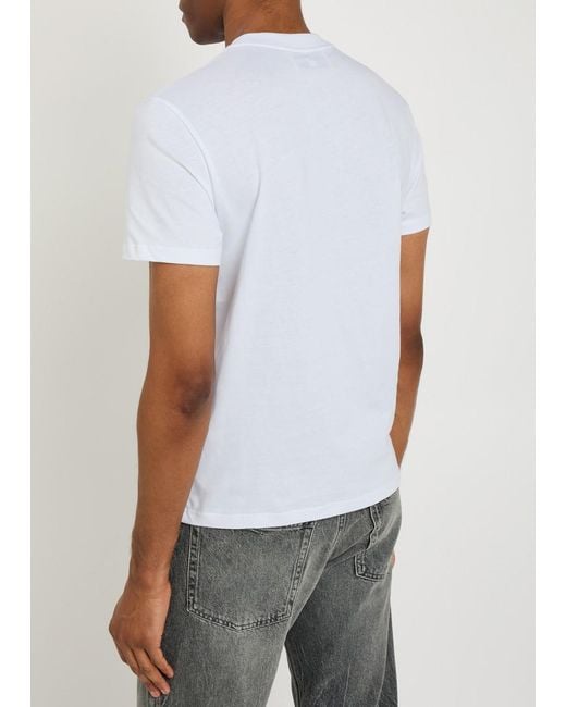 AMI White Logo-Embroidered Cotton T-Shirt for men
