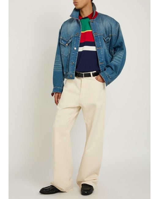Versace Blue Striped Layered Cotton T-Shirt for men