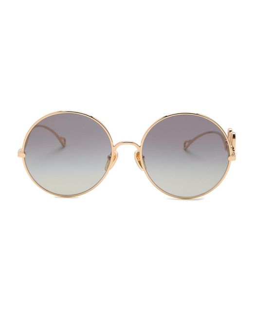 Chloé Gray Logo Round-Frame Sunglasses