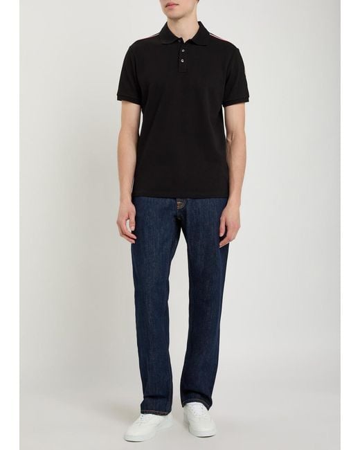 Moncler Black Logo-Appliquéd Piqué Cotton Polo Shirt for men