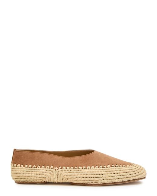 Gabriela Hearst Brown Strength Raffia And Suede Flats
