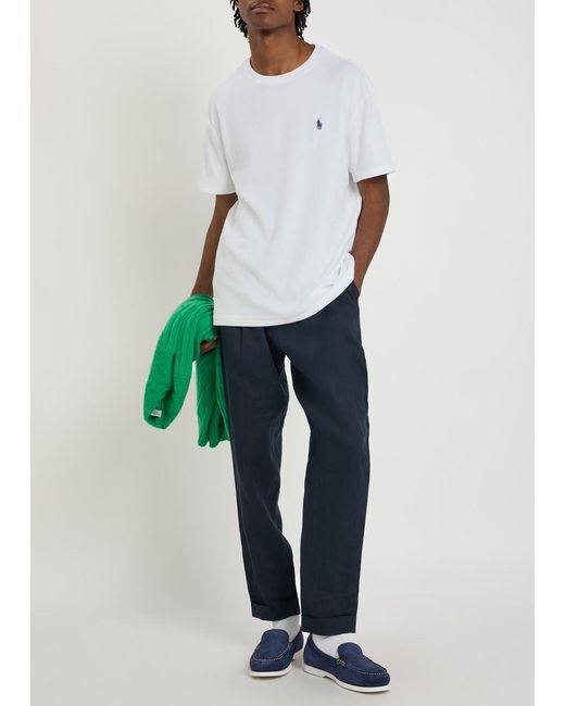 Polo Ralph Lauren White Logo-Embroidered Terry T-Shirt for men