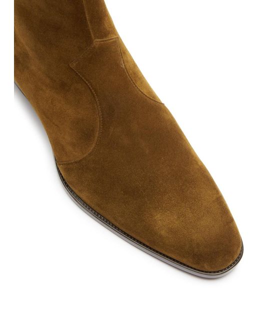 Saint Laurent Brown Wyatt 40 Suede Ankle Boots for men