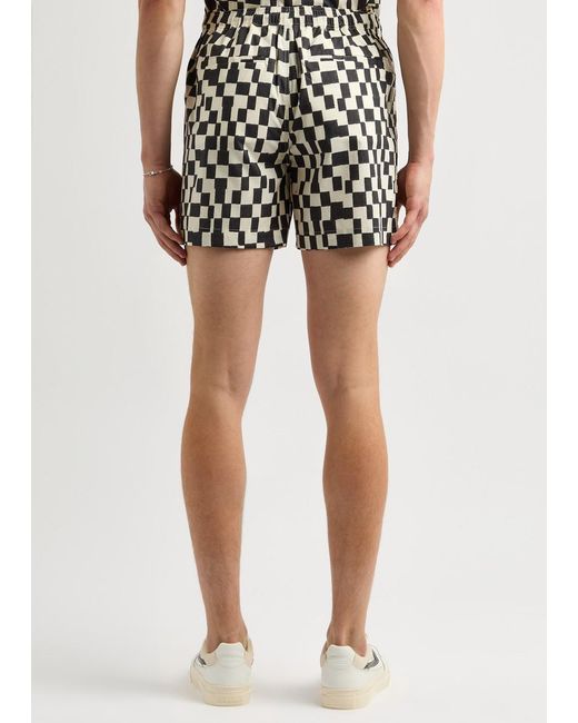 FRAME Black Checked Lyocell-Blend Shorts for men