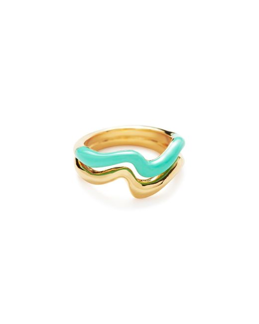 Missoma Blue Squiggle Curve Two Tone 18Kt-Plated Ring