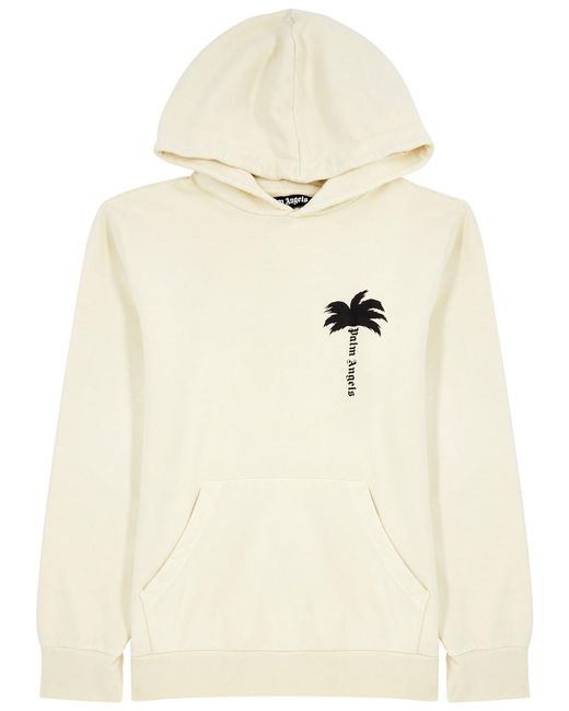 Palm Angels Natural The Palm Logo Hooded Cotton Sweatshirt for men