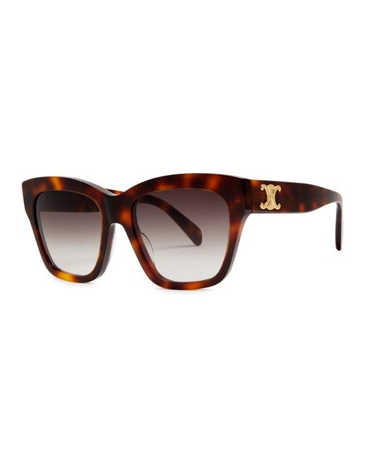 Céline Brown Oversized Square-frame Sunglasses Graduated Lenses, Designer Plaque At Temples, 100% Uv Protection