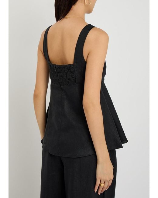 Faithfull The Brand Black Ellie Linen Top