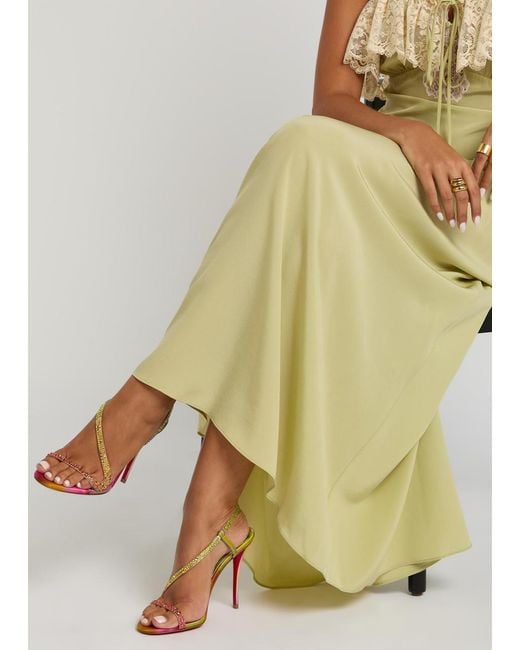 Christian Louboutin Pink Rosa Z 100 Embellished Crepe-Satin Sandals