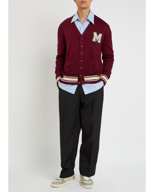Moncler Red Appliquéd Wool Cardigan for men