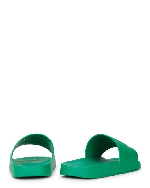 Moncler Green Basile Logo Rubber Sliders for men
