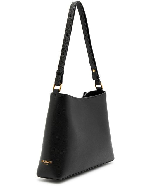 Balmain Black Emblème Leather Shoulder Bag