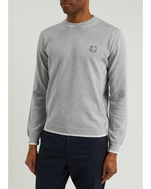 Maison Kitsuné Gray Logo Cotton Sweatshirt for men