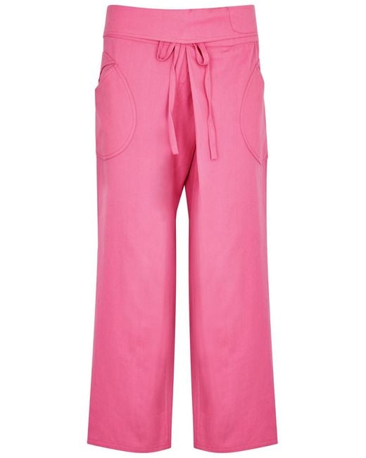 GIMAGUAS Pink Oahu Fold-Over Cotton Trousers