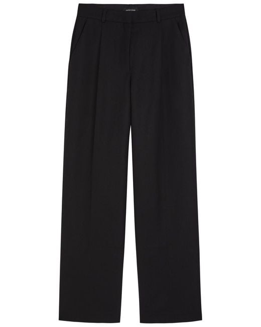 Anine Bing Black Trent Straight-Leg Canvas Trousers