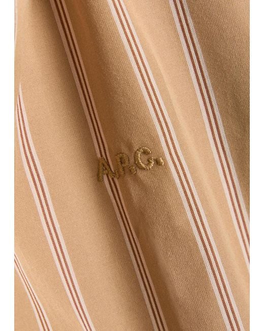 A.P.C. Natural Beckett Logo-Embroidered Striped Cotton-Poplin Shirt for men