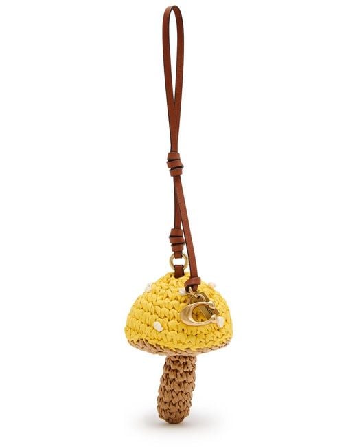 COACH Metallic Mushroom Leather And Straw Bag Charm