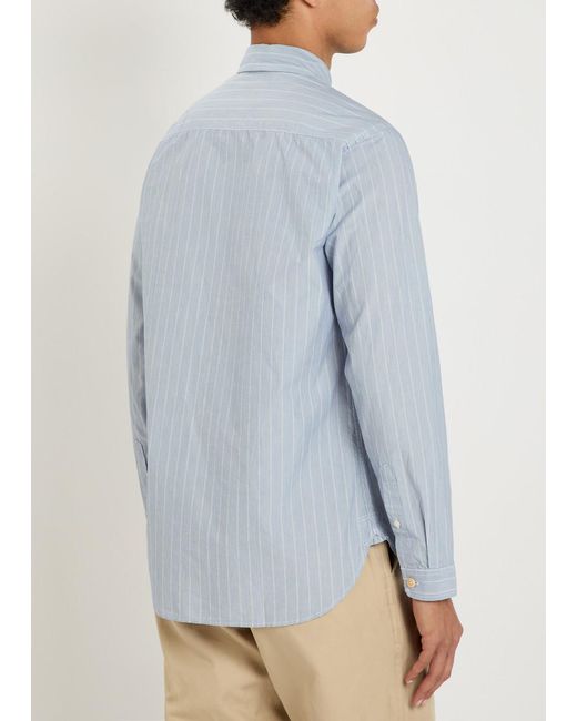 Oliver Spencer Blue Striped Cotton Shirt for men