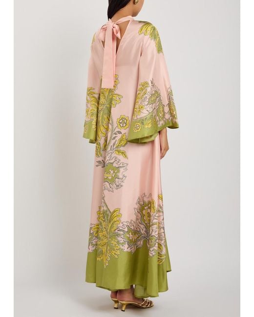 LaDoubleJ Yellow Magnifico Printed Silk Maxi Dress