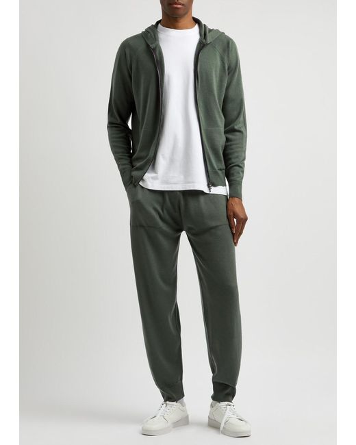 John Smedley Green Carty Hooded Wool Sweatshirt for men