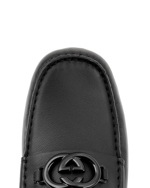 Gucci Black Aryton Gg Leather Driving Shoes for men