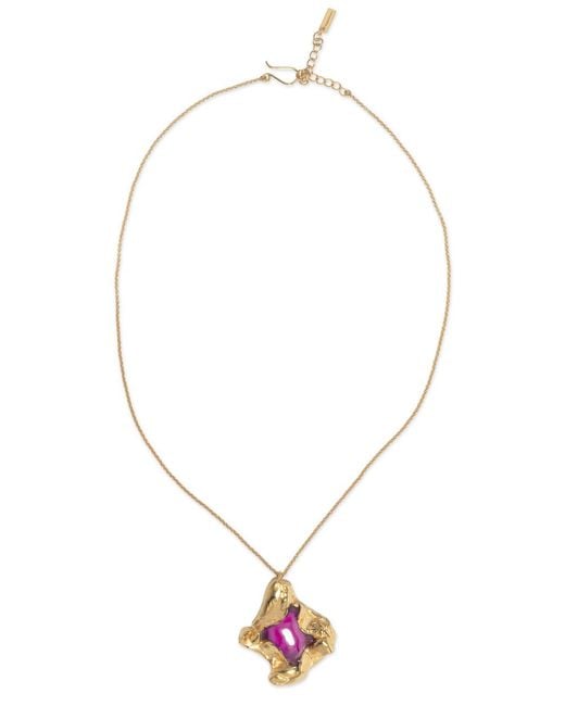 Completedworks White Resin Pendant 18K-Plated Necklace