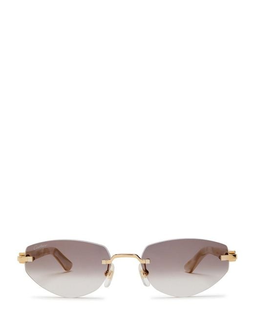 Cartier Metallic Rimless Round-Frame Sunglasses