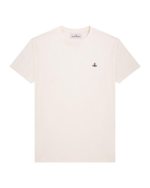 Vivienne Westwood White Orb-Embroidered Stretch-Cotton T-Shirt for men