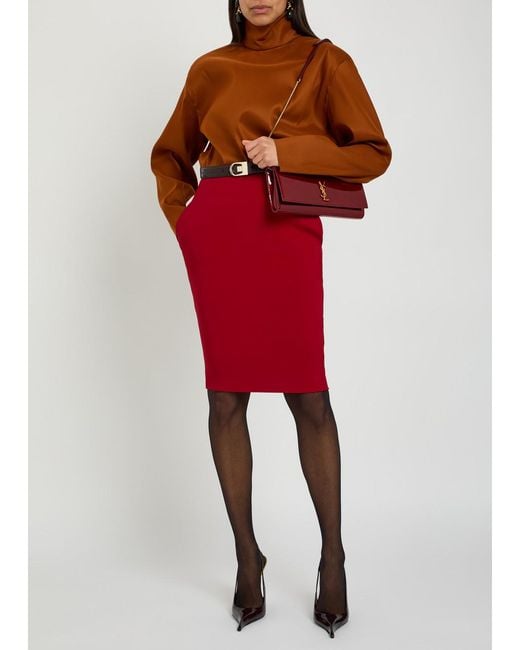 Saint Laurent Red Kate Logo Patent Leather Clutch