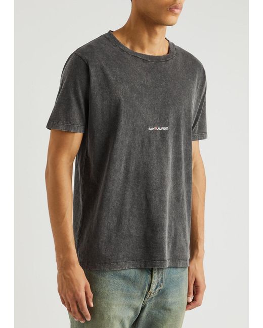 Saint Laurent Black Logo-print Cotton T-shirt for men