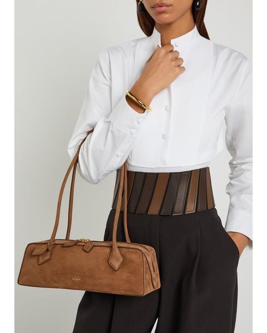 Alaïa White Le Teckle Medium Grained Nubuck Shoulder Bag