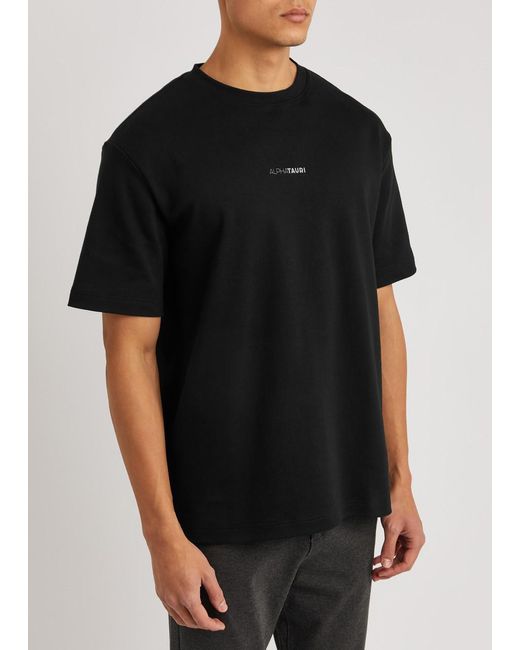 Alpha Tauri Black Janso Logo Cotton T-Shirt for men