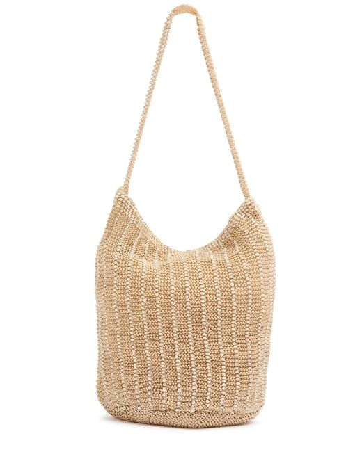 Free People Natural A Little Sparkle Woven Top Handle Bag