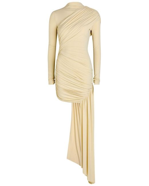 De La Vali Natural Ravel Draped Stretch-Jersey Mini Dress