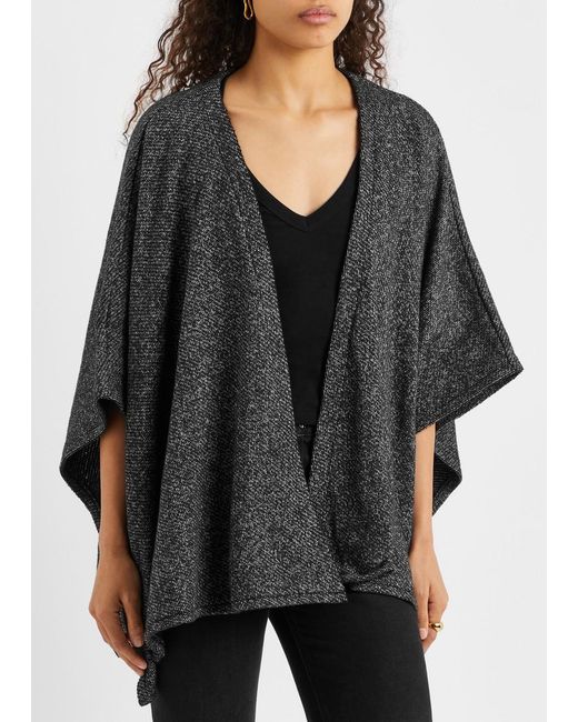 Eileen Fisher Black Knitted Cotton Cape