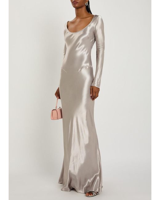 Anna October White Margit Open-Back Satin Gown
