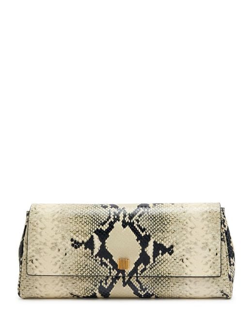 Khaite Natural Audrey Python-Effect Leather Clutch