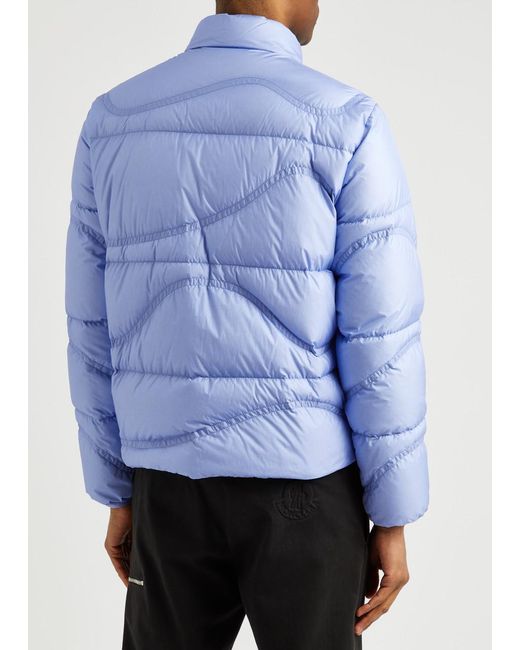 Moncler Blue Cabbage Quilted Shell Jacket for men