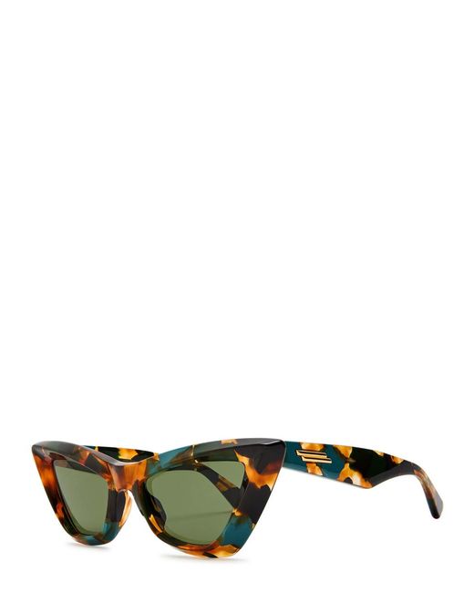 Bottega Veneta Brown Tortoiseshell Rectangle-Frame Sunglasses