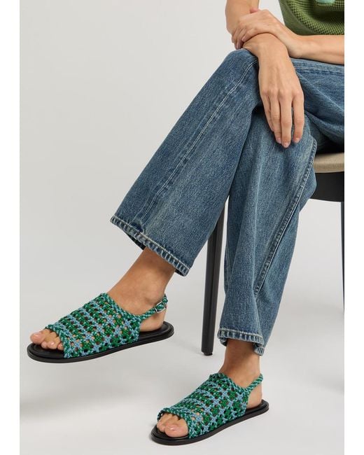 J.W. Anderson Green Net Woven Leather Sandals