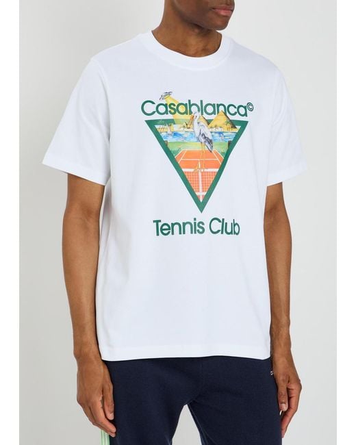 Casablanca White Tennis Club Printed Cotton T-Shirt for men
