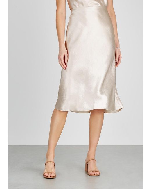 Vince Natural Hammered Satin Skirt