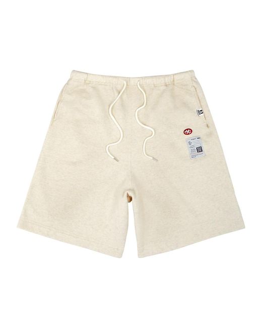 Maison Mihara Yasuhiro Natural Logo Distressed Cotton Shorts for men