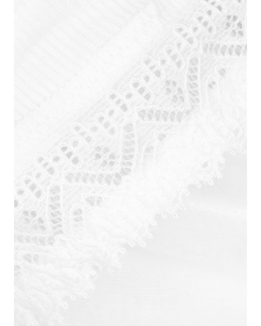 Simone Perele White Eugenie Ribbed Underwired Plunge Bra