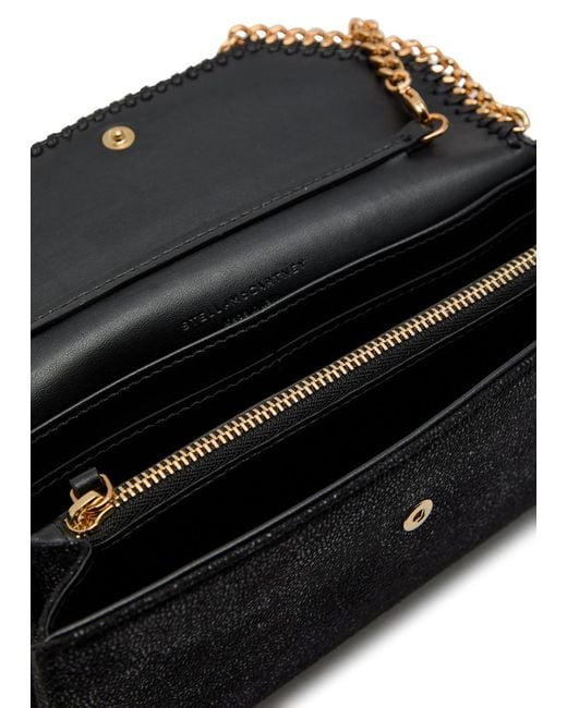 Stella McCartney Black Falabella Grained Faux Suede Wallet-On-Chain
